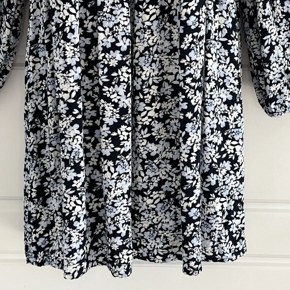 OLD NAVY Fit & Flare Long-Sleeve Smocked Mini Dress Ditsy Floral Boho Size L